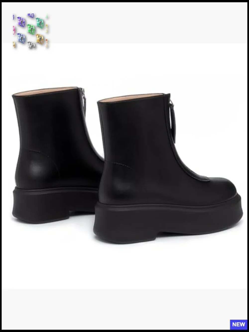 Chunky Platform Ankle Boots with Front Zipper Round Toe Comfortable Low Heel
